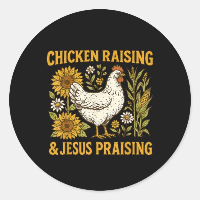 Sticker Rond Jésus Louant Et Élevant Du Poulet Aiguille Lover (Devant)