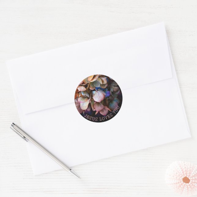 Sticker Rond Jesus Loves You Flower Christian (Enveloppe)