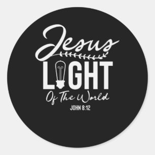 Sticker Rond Jésus Lumière Du Monde - Bible Verse