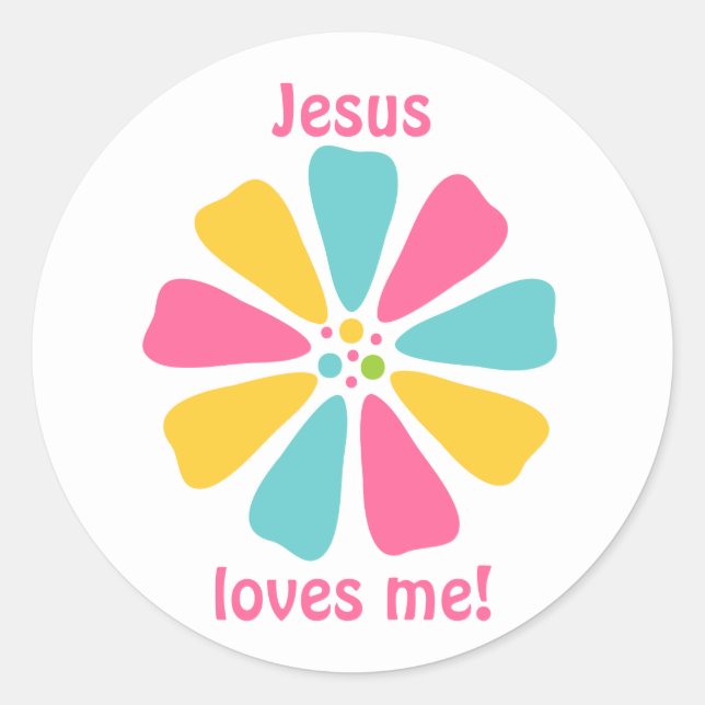 Sticker Rond Jésus m'aime à l'école du dimanche (Devant)