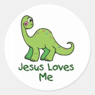 Sticker Rond Jésus m'aime Dino