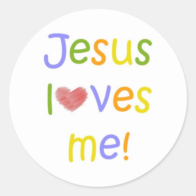 Sticker Rond Jésus M'Aime Sticker//Blanc (Devant)