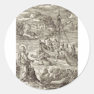 Sticker Rond Jésus marchant sur l'eau