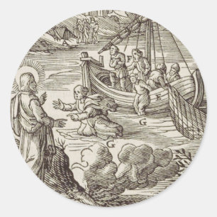 Sticker Rond Jésus marchant sur l'eau