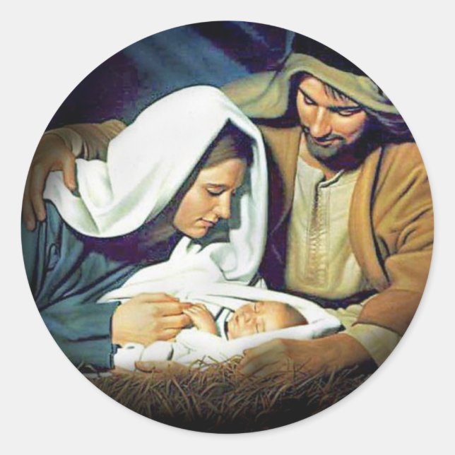 Sticker Rond Jésus, Marie et Joseph (Devant)