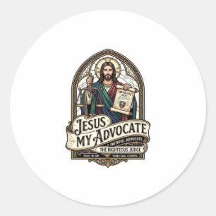 Sticker Rond Jésus Mon Défenseur Jésus Avocat du Tribunal Chris
