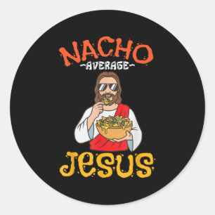 Sticker Rond Jésus Nacho Moyen Drôle Chrétien