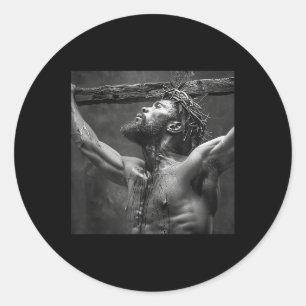 Sticker Rond Jésus Noir, Christianisme, Église, Christ, Jésus