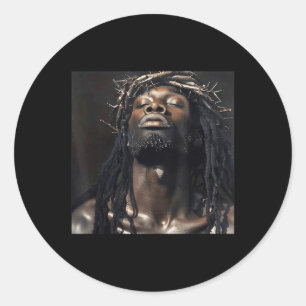 Sticker Rond Jésus Noir, Christianisme, Église, Christ, Jésus _