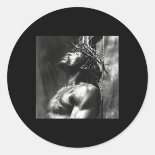 Sticker Rond Jésus Noir, Christianisme, Église, Christ, Jésus _