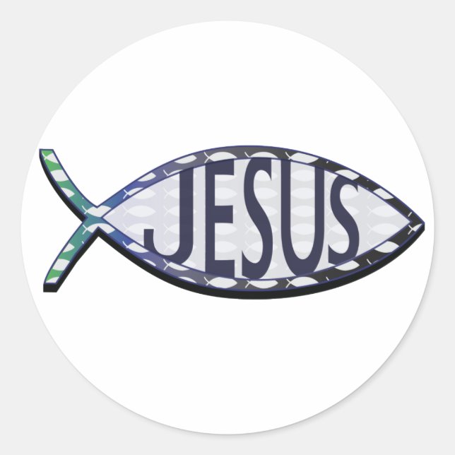 Sticker Rond Jésus Poisson (Devant)