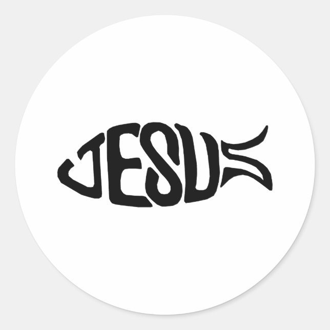 Sticker Rond Jésus Poisson (Devant)