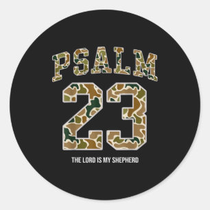 Sticker Rond Jésus Psaume 23 Le Seigneur Est Mon Berger Camo Ch