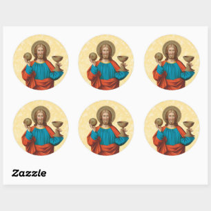 Sticker Rond Jésus qui maintient l'Eucharistie (SNV 050)