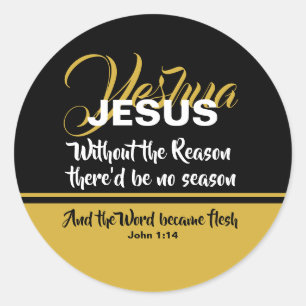 Sticker Rond JÉSUS RAISON SAISON NOËL Écriture Christian