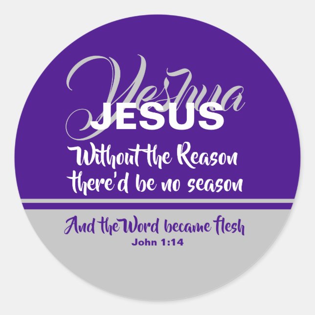 Sticker Rond JÉSUS RAISON SAISON Purple Christian NOËL (Devant)