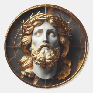 Sticker Rond Jésus regardant dans les cieux avec Rencontre Divi