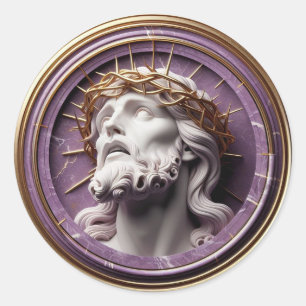 Sticker Rond Jésus regarde dans les cieux avec des épines