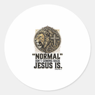 Sticker Rond Jésus Revient Croix Lion Chemise Chrétienne