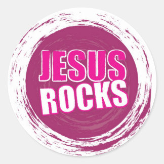 Sticker Rond Jésus Rocks 1 rose