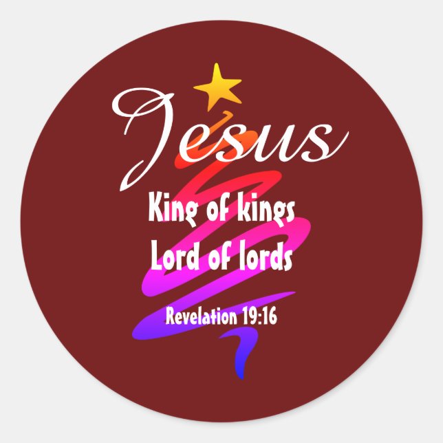 Sticker Rond JÉSUS ROI DES ROIS Custom RED Modern (Devant)