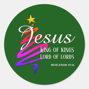 Sticker Rond JÉSUS ROI DES ROIS Noël