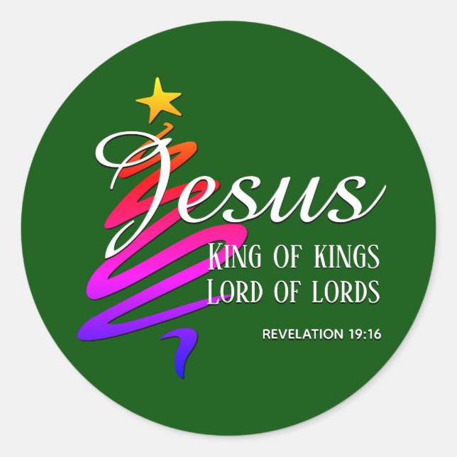 Sticker Rond JÉSUS ROI DES ROIS Noël (Devant)