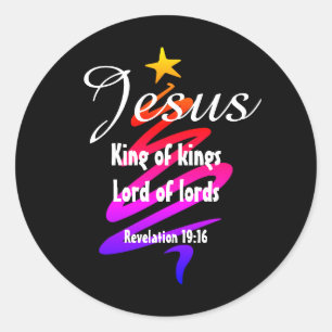 Sticker Rond JÉSUS ROI DES ROIS Personnalisé noir moderne
