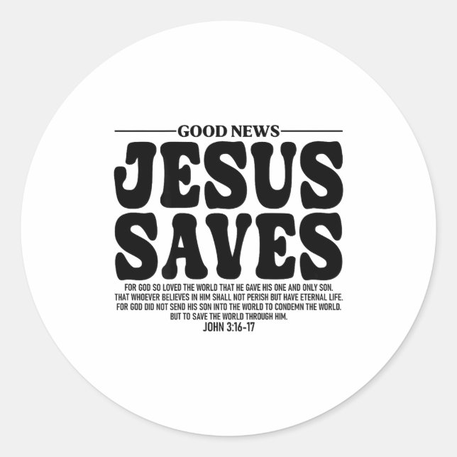 Sticker Rond Jesus Saves Onback Subtle Christian Minimal Religi (Devant)