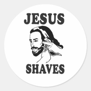 STICKER ROND JÉSUS SE RASE