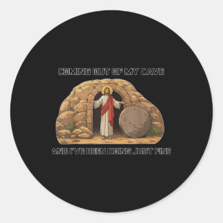 Sticker Rond Jésus Sortant De Ma Grotte Et J'Ai Fait Jus