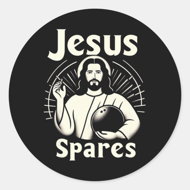 Sticker Rond Jesus Spares Mens Femmes Enfants Dix Épingles Bowl (Devant)