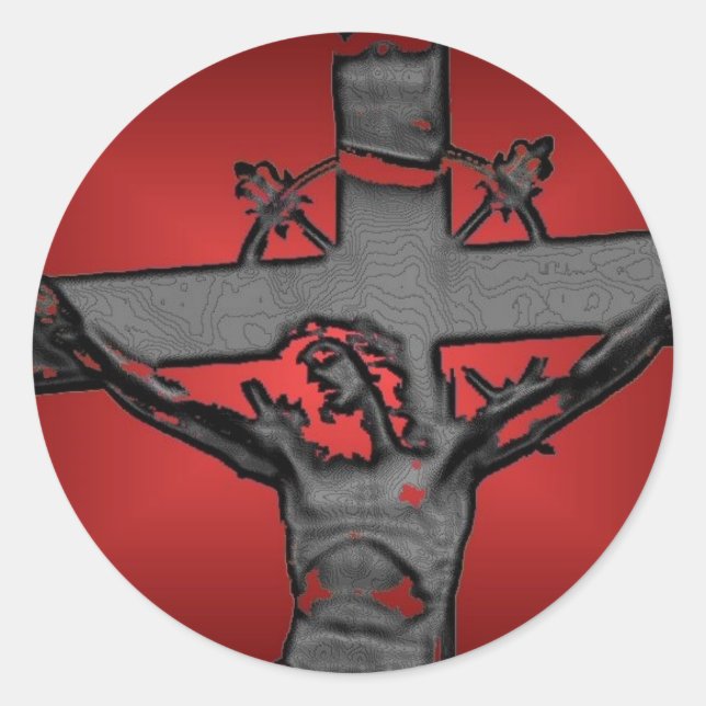 Sticker Rond Jésus sur la croix 4c (Devant)