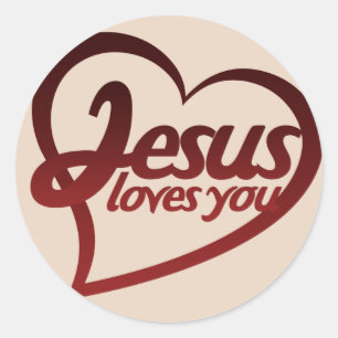 Sticker Rond Jésus t'aime