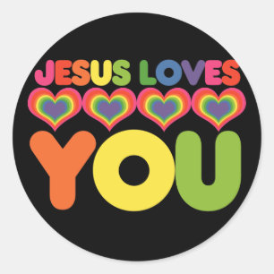 Sticker Rond Jésus t'aime