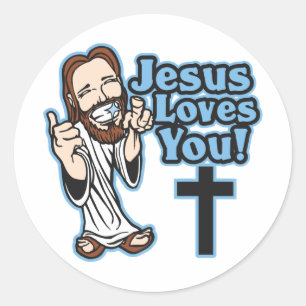 Sticker Rond Jésus t'aime