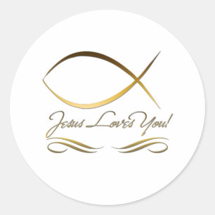 Sticker Rond Jésus t'aime
