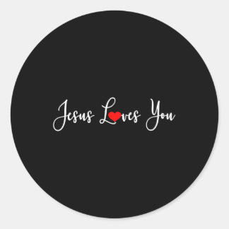 Sticker Rond Jésus t'aime - chrétien religieux