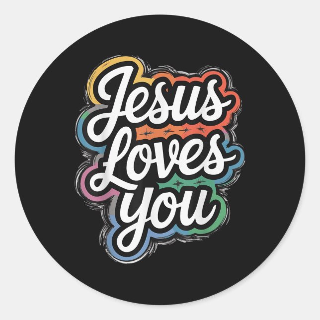 Sticker Rond Jésus t'aime - Foi chrétienne &amp; Messa d'amour (Devant)