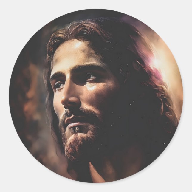 Sticker Rond Jésus Un moment de contemplation (Devant)