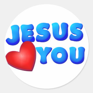 Sticker Rond Jésus vous aime