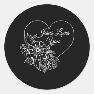 Sticker Rond Jésus vous aime Citation de la Bible chrétienne