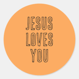 Sticker Rond Jésus vous aime éditable Orange & Noir mignon