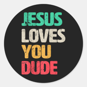 Sticker Rond Jésus vous aime Mec foi chrétienne Evangile Cultur