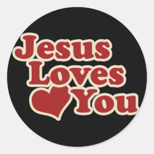 Sticker Rond Jésus vous aime pour les chrétiens