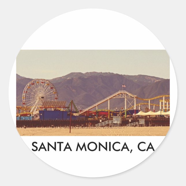 Sticker Rond Jetée Santa Monica - Feuille d'autocollants (Devant)
