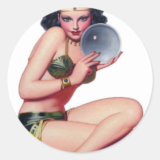 Sticker Rond Jetez un oeil dans le ballon de cristal