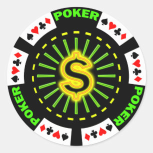 STICKER ROND JETON DE POKER DE SYMBOLE DOLLAR