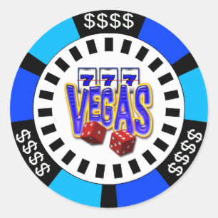 STICKER ROND JETON DE POKER DE VEGAS