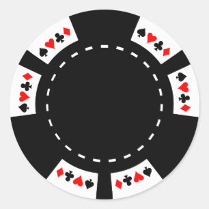 Sticker Rond Jeton de poker noir et blanc